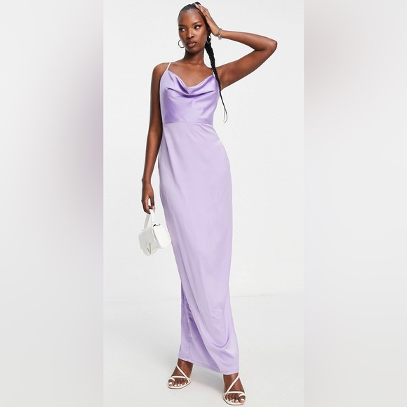 NaaNaa satin dress in lavender. - Picture 2 of 4